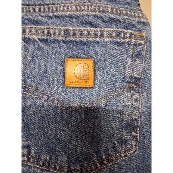 Carhartt Mens Flannel Lined Relaxed Fit Blue Denim Jeans 100% Cotton 36x30 Made - Picture 3 of 6